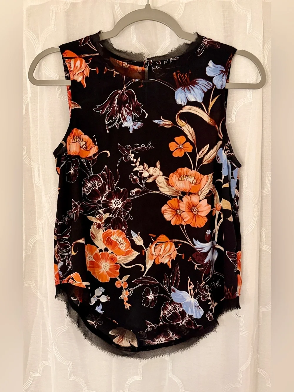 Who What Wear Black Floral Sleeveless Blouse | XS